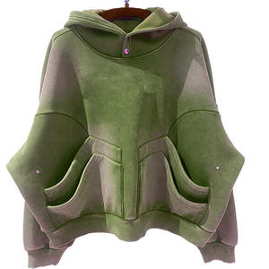 เสื้อฮู้ดสวมหัวสีกรดพลอยเทียมเสื้อสเวตเชิ้ตมีกระเป๋าสองกระเป๋าสำหรับผู้ชายเสื้อผ้าแนวสตรีทสำหรับฤดูหนาว - Product Image 3