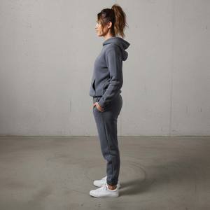 Ensemble survêtement streetwear 2 pièces pour femme, coton lourd, sweat-shirt ajusté uni et pantalon de survêtement, survêtement - Product Image 3