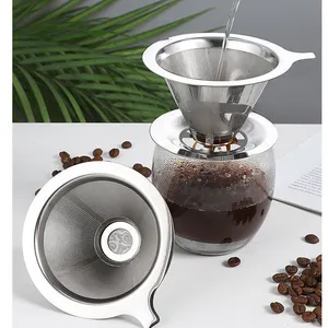 Vente en gros, tasse universelle de brassage à froid, eau Non tissée, verser sur un sac d'égouttage en acier inoxydable, filtre à café réutilisable