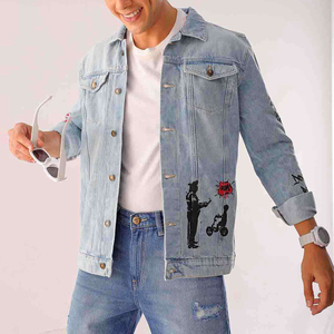Quantité en vrac vêtements décontractés à manches longues hommes veste en jean/hiver chaud couleur unie hommes veste en jean à vendre - Product Image 4