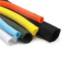 Manchon de câble à fermeture automatique PET tressé extensible gestion de ligne automatique chevauchements métier à tisser Flexible tuyau fendu tube fil enroulé protéger