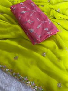 Sari de lujo de alta demanda con estilo indio y glamuroso, el último Sari más moderno para fiestas, la impresionante ropa de novia Sari más vendida - Product Image 2