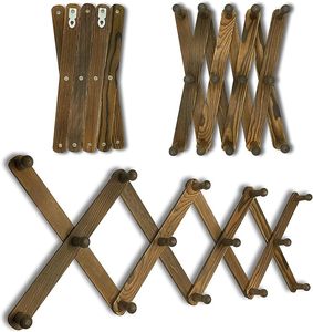 Perchero de madera hecho a mano, colgador de acordeón Vintage, ganchos de madera de pino montados en la pared para expandir ropa, sombrero, bolsa de almacenamiento en habitaciones - Product Image 1