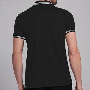 Polo d'affaires d'été pour hommes de haute qualité 100% coton sergé à manches courtes col rabattu anti-boulochage tissu tricoté - Product Image 3