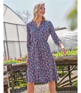 Vestido maxi de algodón 100% elegante para mujer, estampado con botones en la parte delantera, decoración de borlas con cinturón, empaquetado personalizado, tejido bordado para chica caliente - Product Image 4