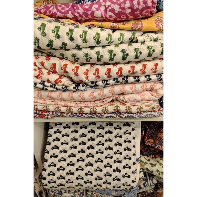 Hand Block Print Fabrics 100% Cotton Home Textile Fabric Indian Ethnic Dress Making Fabric Handmade Running Material