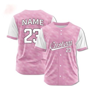 Maillots de baseball personnalisés en sublimation 100% polyester, prix de gros, uni, rayé, avec motif de nom d'équipe, marque privée - Product Image 3