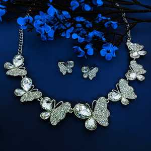 Indian Wholesale Jewellery Floral Rhinestone Crystal Choker Necklace Manufacturer Jewelry Bridal <b>Earrings</b> India Jewelry Set For - Product Image 2