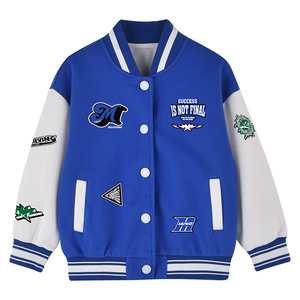 2025 New Arrival Boys Varsity <b>Jacket</b> Casual Embroidered Top Plain Dyed Stock Kid Baseball Autumn Winter Collection for <b>Toddler</b> - Product Image 3