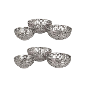 Bol à dessert de taille et de forme personnalisées, en aluminium martelé, bols de service pour chocolats avec plateau en bois en Inde - Product Image 5