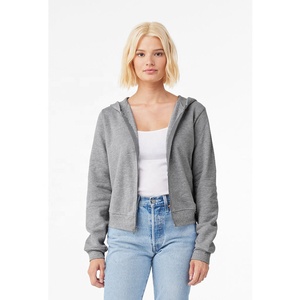 Bella Canvas 7539 HOODIE FULL ZIP POUR FEMMES sweat à capuche mi-long en polaire à fermeture éclair Airlume pull en coton peigné et filé à l'anneau Hoodies - Product Image 6
