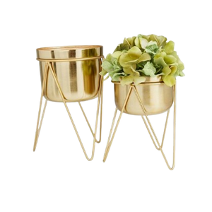 Pot de fleurs sur piédestal plaqué or de style moderne pour salon, pots décoratifs de style arabe de haute qualité, jardinières robustes - Product Image 4