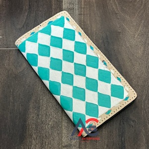 กระเป๋าสตางค์หนังวัวแท้ลายตารางหมากรุกแบบยาว RFID สำหรับทุกเพศ สไตล์ตะวันตก แฟชั่นทันสมัย พร้อมช่องใส่บัตรและคลัทช์ รับผลิตแบบ OEM/ODM และดรอปชิป - Product Image 1