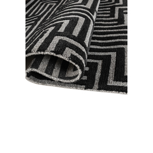 Aprezo <b>Boho</b> Style Hand Knotted Acrylic <b>Rug</b> Aiar-3015 Grey Black Geometric Abstract Pattern for Home Living Rectangle Hallway - Product Image 2