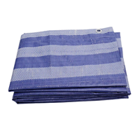 Bâche en polyéthylène tissée rayée bleue et blanche, imperméable, résistante aux UV, avec bords renforcés pour camions, fermes et extérieur