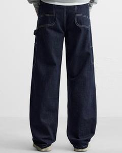 กางเกงยีนส์ทรงแบ็กกี้วินเทจของผู้ชายกางเกงขาสั้นลำลองยาวปานกลางเอวรูดแบบผูกเชือก - Product Image 2