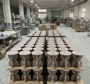 โต๊ะข้างเตียงทันสมัย ทำด้วยมือ พร้อมฐานประติมากรรมศิลปะ หินอ่อนสีชมพู เฟอร์นิเจอร์หรูหราสำหรับห้องนั่งเล่นและห้องนอน - Product Image 2