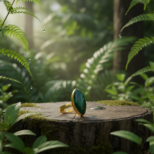 Anillo de Plata de Ley 925 hecho a mano con piedras preciosas de malaquita, ajuste de bisel, estilo bohemio clásico, chapado en oro para fiesta de cumpleaños - Product Image 5