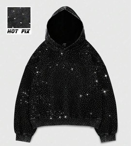 Sudadera con Capucha de Alta Calidad con Pedrería Termoadhesiva, Cierre Completo, Color Sólido, Ecológica, para Hombre, Suministro Directo de Fábrica - Product Image 4