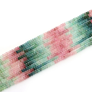 Perles de rondelle multi-tourmaline de petite taille de haute qualité pierres précieuses en vrac polies pour la fabrication de bijoux unis - Product Image 3