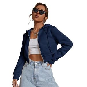 El último diseño personalizado Drop Shoulder Blank Zip Up Boxy Cropped Cut y Boxy Cropped Hoodie para mujeres con personalizado - Product Image 1