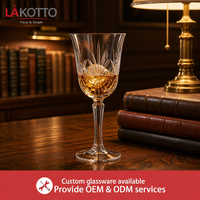 LAKOTTO 260ml Verre à pied en cristal taillé, Vente en gros de verrerie, Approvisionnement en vrac pour Hôtels, Mariages, Fêtes, Impression de logo personnalisé, OEM
