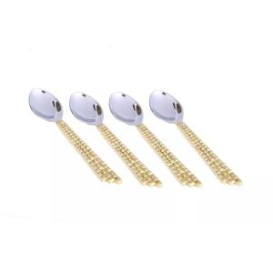 Ensemble de 4 cuillères en acier inoxydable plaquées couleur argent, couverts allant au lave-vaisselle, utilisation pour le mariage au restaurant - Product Image 1