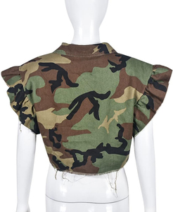 แจ็กเก็ตผ้ายีนส์ของผู้หญิงสำหรับฤดูหนาวออกแบบลายดอกไม้ปักด้วยกระดุมตกแต่งถักกระบวนการกำหนดเองโลโก้ได้ - Product Image 5