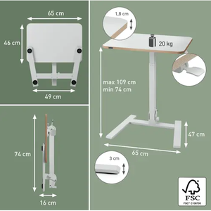 Tavolo ergonomico regolabile in altezza, pieghevole, bianco - Product Image 6