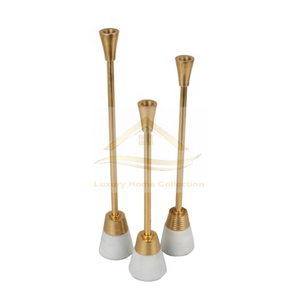 Metal Luxury Design Home Decorative <b>Candle</b> Jars and Holder Gold Color Top With White Color Frame <b>Set</b> of 3 Candelabra Supplies - Product Image 1