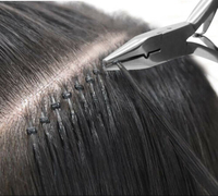 Kit de pinces ouvre-anneaux micro-nano en acier inoxydable noir, durable et réutilisable, avec crochet extracteur pour extensions capillaires