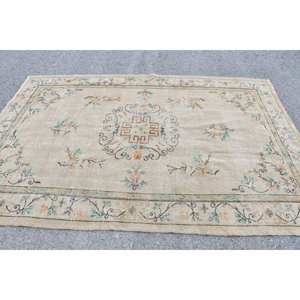 พรมขนสัตว์เย็บปะติดปะต่อกันสีส้มสีเบจคลาสสิกพร้อมยางรอง5.8x8.7ฟุตตุรกีแบบดั้งเดิมห้องรับประทานอาหารที่บ้าน - Product Image 3