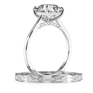Emerald Cut Hidden Halo Lab Grown Diamond Nupcial Set Anillo de compromiso con oro sólido de 14 K IGI Certified Premium Quality Ring - Product Image 3