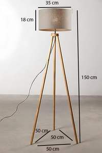 Lámpara de Pie de Madera Rústica de Nogal, Elegante y Clásica para Hogar y Oficina, Color Marrón Clásico, Tela Multicolor, Suministro al por Mayor - Product Image 3