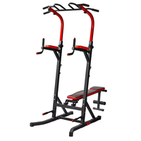 Estación de Ejercicio Multifuncional Plegable para el Hogar con Banco, Tabla para Flexiones, Abdominales y Barra de Dominadas