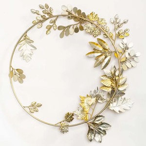 Metal Gold Finished Leaf Design <b>Wreath</b> Metal <b>Wreath</b> <b>for</b> <b>Front</b> <b>Door</b> High Selling Home Decor Metal <b>Wreath</b> - Product Image 4