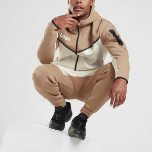 New Winter Men's High Quality <b>Polyester</b> <b>Tracksuit</b> Set Custom Embroidered Logo Solid Hoodie with Zipper Fleece Breathable - Product Image 4