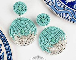 Statement Textile Embroidery Stud Earrings Cuteness Handmade Jewelry Premium High Quality Women's Party Classic From India - Product Image 2