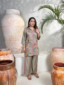 Ensemble de vêtements Vetican Lemon Tree Work Cordset Kurti élégant en 3 pièces pour femmes, pour la maison, le quotidien, les fêtes et les occasions spéciales - Product Image 4