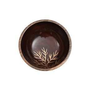 Ensaladera de madera decorativa de esmalte hecha a mano de alta venta 2024, cuenco de madera de Mango de diseño impreso personalizable para uso multiusos - Product Image 2