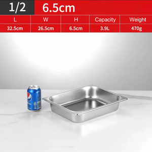 Affordable <b>Stainless</b> <b>Steel</b> Hotel <b>Pan</b> <b>Set</b> with Cover Buffet Food Storage 1/2 6.5cm Size <b>Pan</b> Only Serving Plate Container | BINLU - Product Image 2