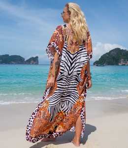 Alta calidad personalizada mujer Retro moda viscosa de punto estampado Digital Sexy un hombro manga larga suelta Natural lavable - Product Image 5