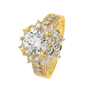 Luxury Ring for Women High Quality 10K <b>Yellow</b> Gold with Big Flower Shape Cubic Zirconia Stone Fine Jewelry Weddings Made Vietnam - Product Image 2