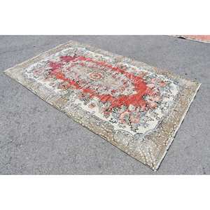 พรมปูพื้นขนแกะสไตล์ตุรกีโบราณขนาด5.5x9ฟุตลายเย็บปะสีแดงเบจเทคนิคสานเรียบสำหรับตกแต่งห้องนั่งเล่นทำจากยางขนาด10มม. - Product Image 2