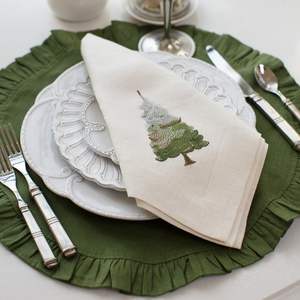 Classic embroidered <b>linen</b> <b>placemats</b> with vintage detailing enhancing dining spaces with warmth sophistication and charm - Product Image 3