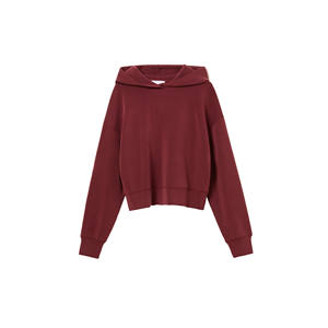 Haut court à capuche oversize pour femme, en coton épais, de haute qualité, style décontracté hiver, couleur unie, coupe évasée, avec logo personnalisé - Product Image 5