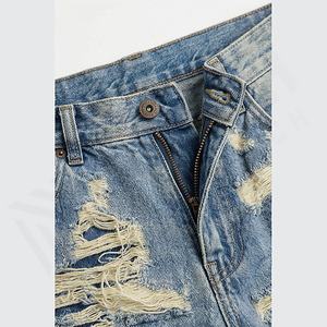 Pantalones Vaqueros de Moda para Hombre, Talla Grande, Estilo Desgastado, de Algodón, con Pierna Ancha y Desgarrada, Pantalones de Mezclilla de Moda, Venta al por Mayor, Personalizados - Product Image 4