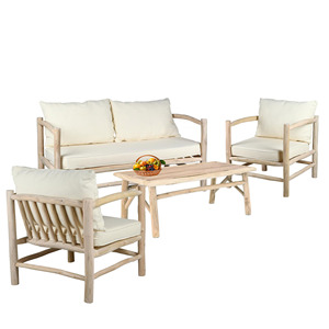 Juego de sofás de estilo exterior, diseño moderno, madera maciza de teca de rama natural de Indonesia para uso exterior, muebles de jardín y patio - Product Image 3