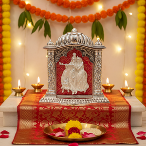 Sculpture artisanale de Radha Krishna idole décorative de couple hindou pour le temple de salon ou le but de cadeau festif - Product Image 2