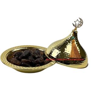 Bol de date en laiton de finition argentée de Style fait à la main de haute qualité avec couvercle et support pour la décoration de la maison et de l'hôtel Pot de service de fruits secs - Product Image 6